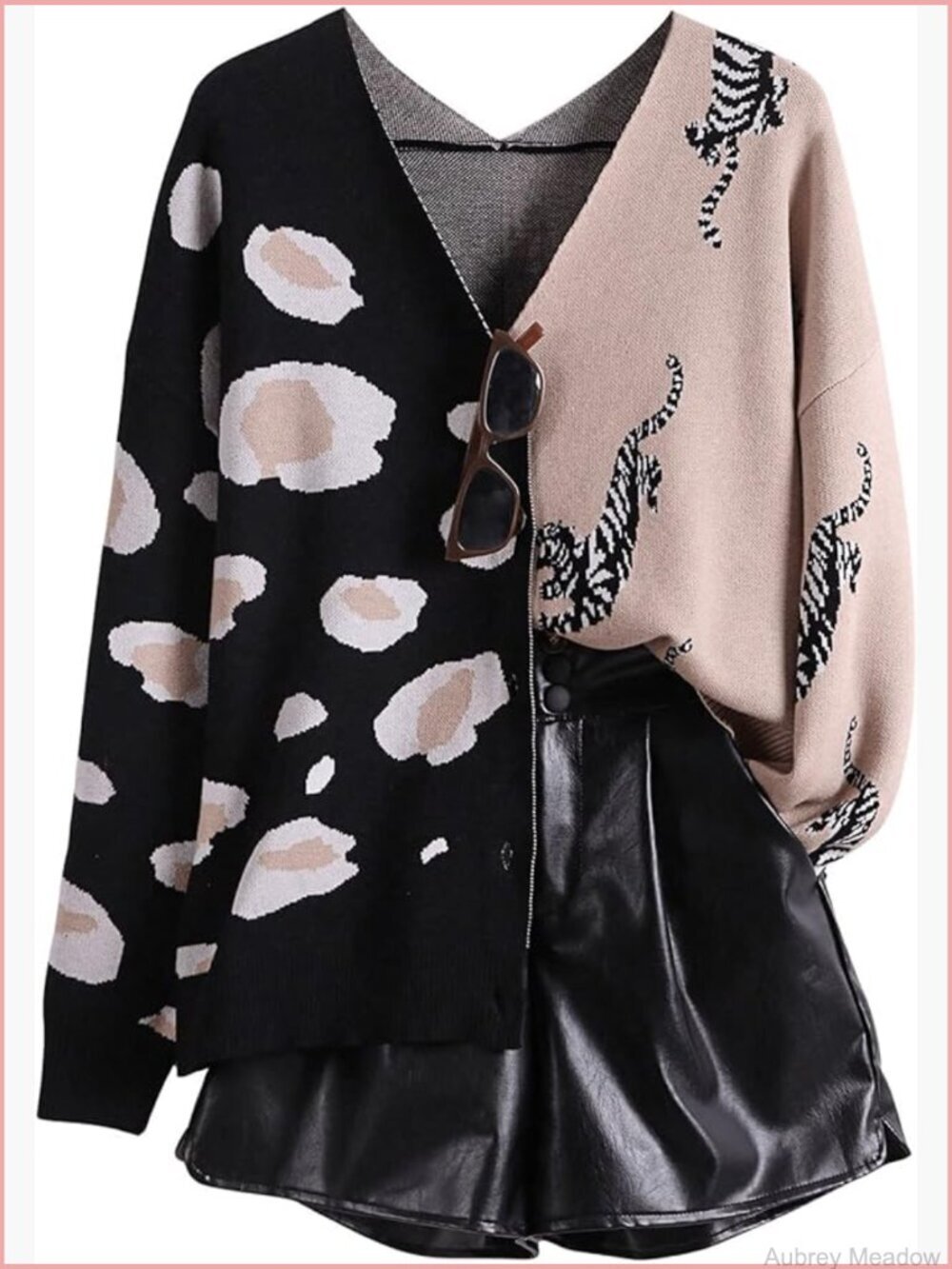 Leopard V-Neck Cardigan Button Down Long Sleeve Lightweight Sweater